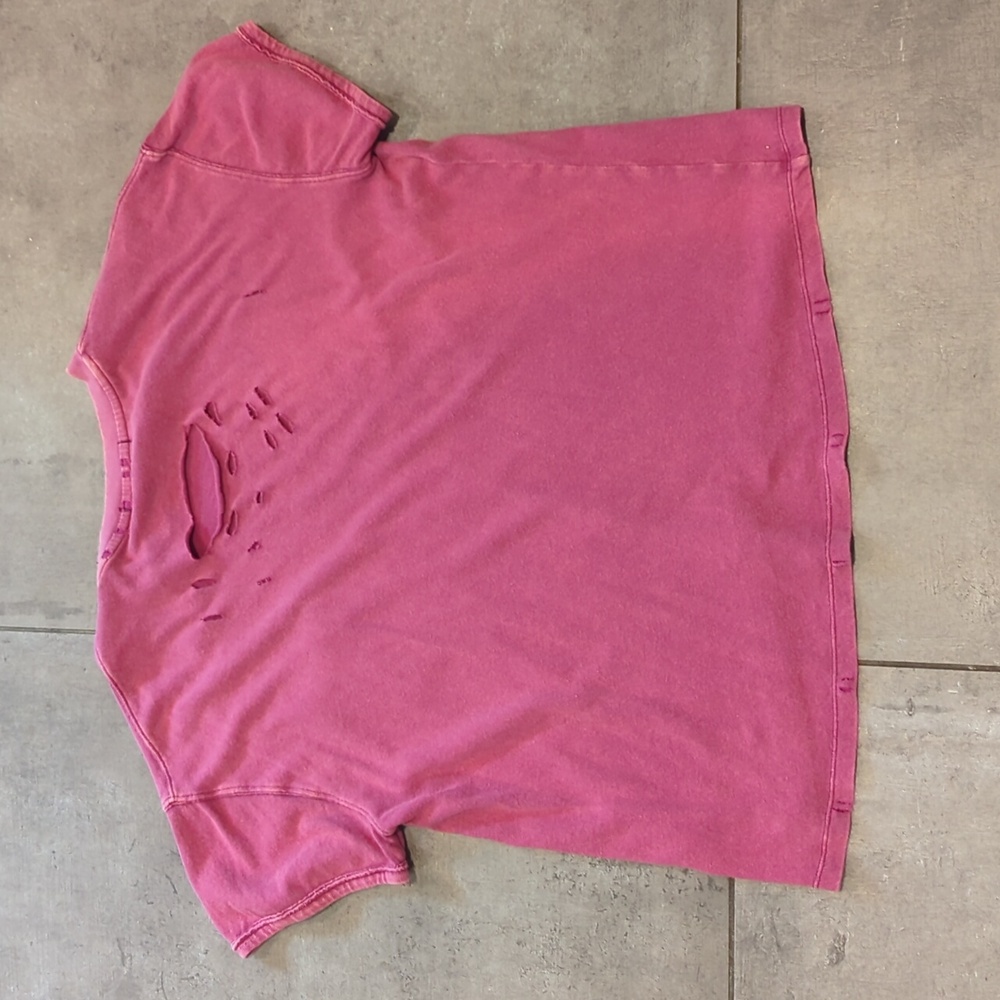 Free People Distressed Raspberry Tshirt Size Small - Picture 2 of 2